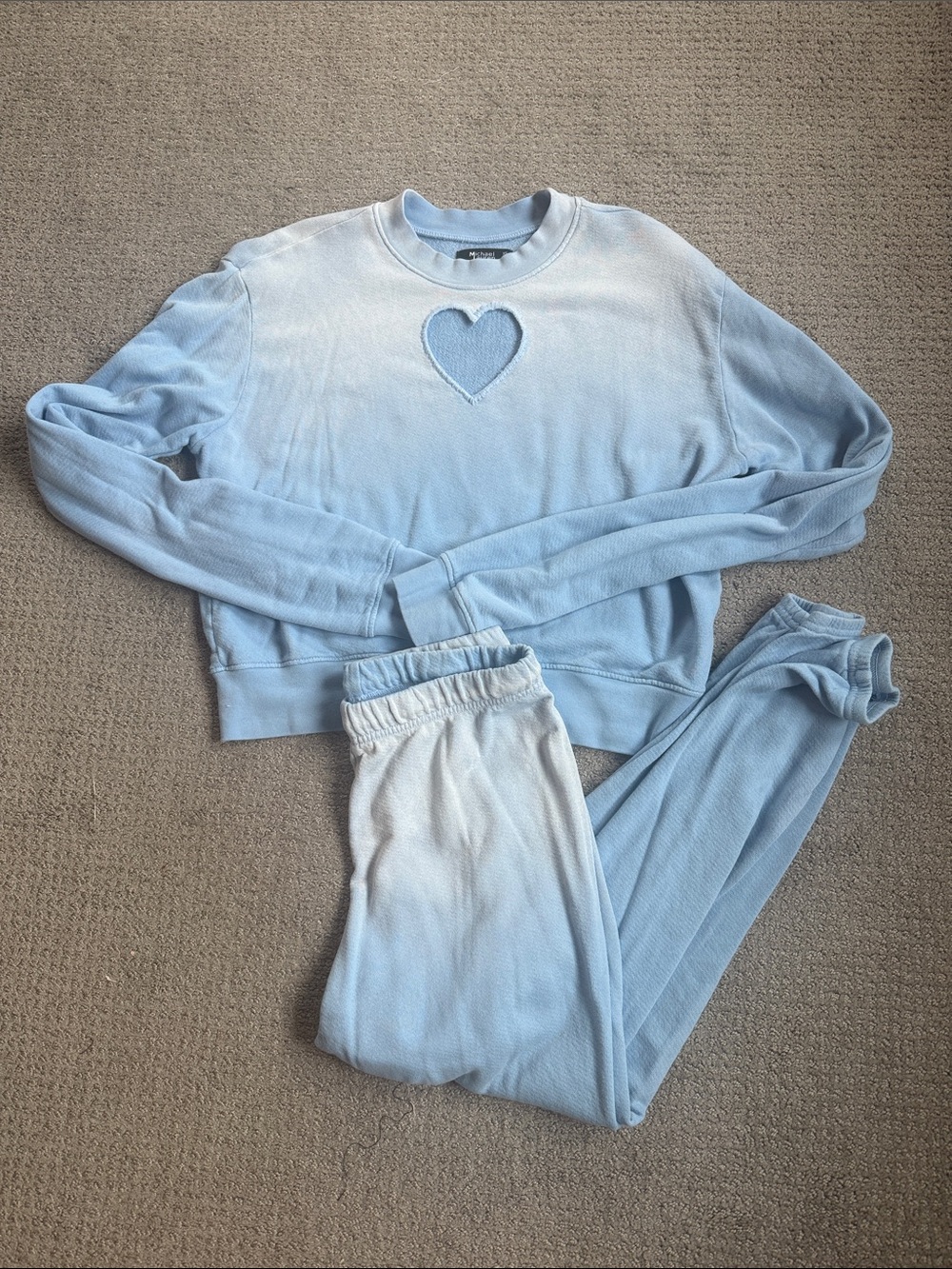 Michael Lauren Light Blue Open Heart Sweat Suit…. size XS